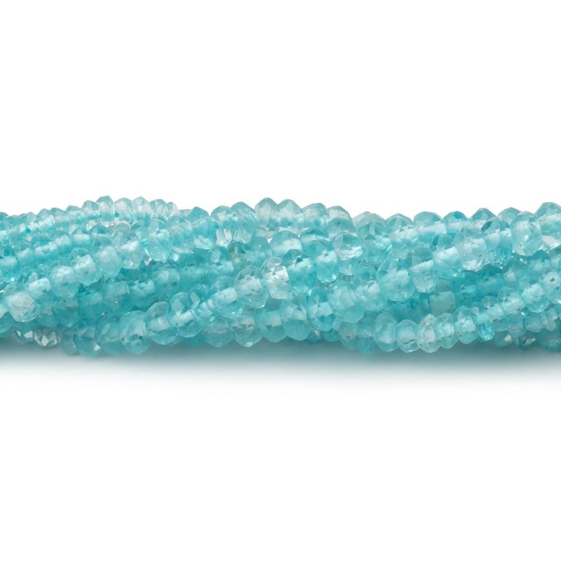 2.5-3mm Pool Blue Apatite Faceted Rondelle Beads 13.5 inch 175 pieces (ONLINE ORDER ONLY)