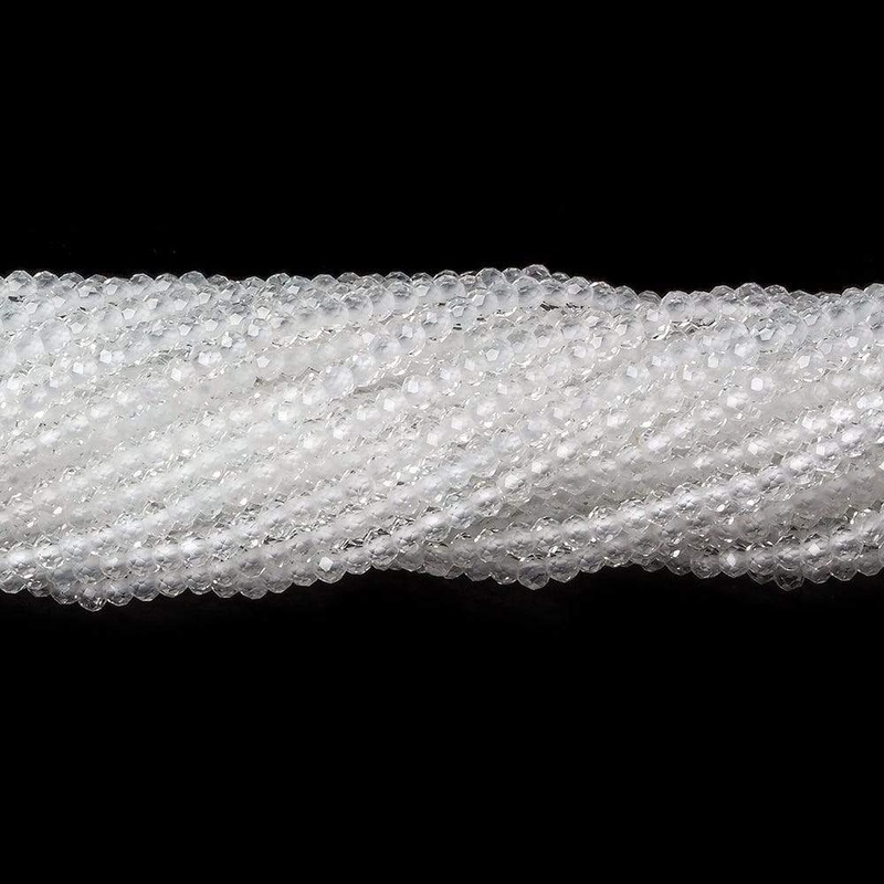2mm White Topaz Micro Faceted Rondelle Beads 13 inch 220 pieces AAA Grade (ONLINE ORDER ONLY)