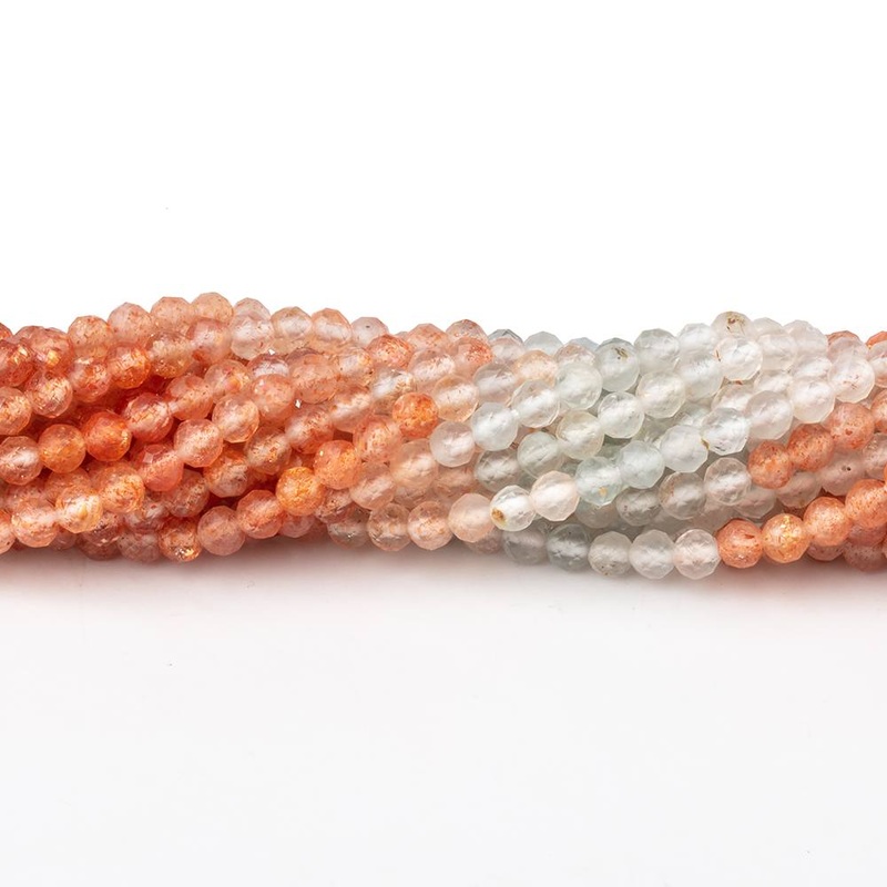 3mm Madagascar Sunstone Micro Faceted Round Beads 12.5 inch 110 pieces (ONLINE ORDER ONLY)