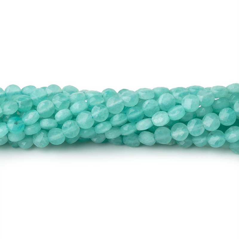 4mm Amazonite Checkerboard Faceted Calibrated Coins 12.25 inch 82 Beads (ONLINE ORDER ONLY)