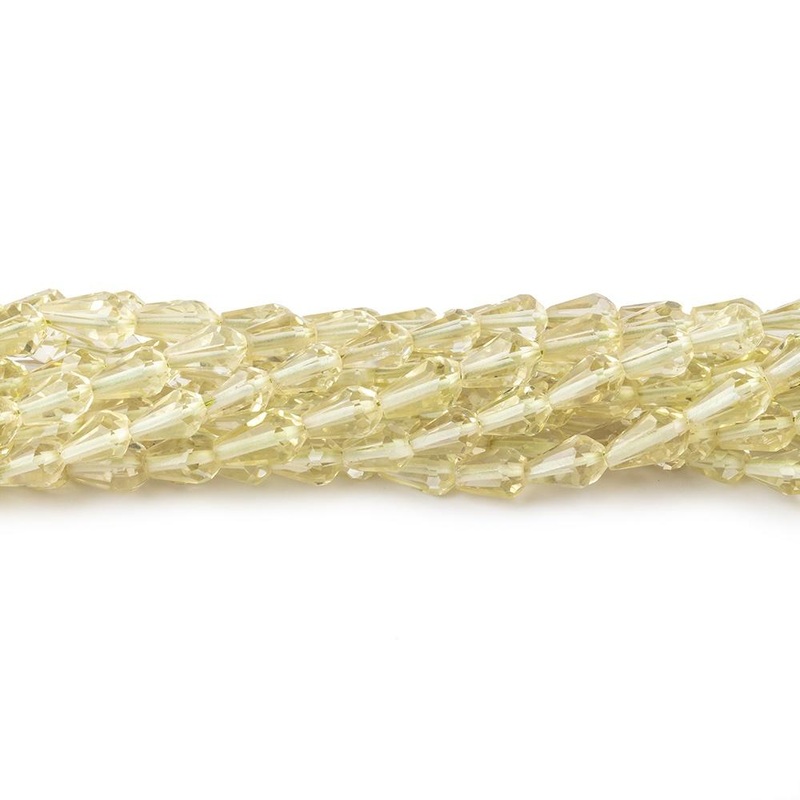 5-6mm Lemon Quartz Straight Drilled Faceted Tear Drop Beads 14 inch 60 pieces (ONLINE ORDER ONLY)