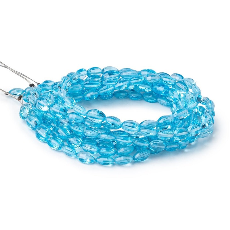 7×5-8x6mm Swiss Blue Topaz Faceted Oval Beads 15 inch 45 pieces AAA (ONLINE ORDER ONLY)