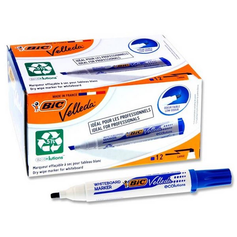 Bic Velleda 1701 Chisel Tip Whiteboard Marker Pack of 12  Blue