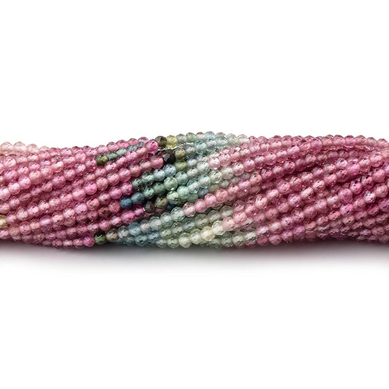 2mm Multi Color Tourmaline Micro Faceted Rondelle Beads 12.5 inch 190 pieces (ONLINE ORDER ONLY)