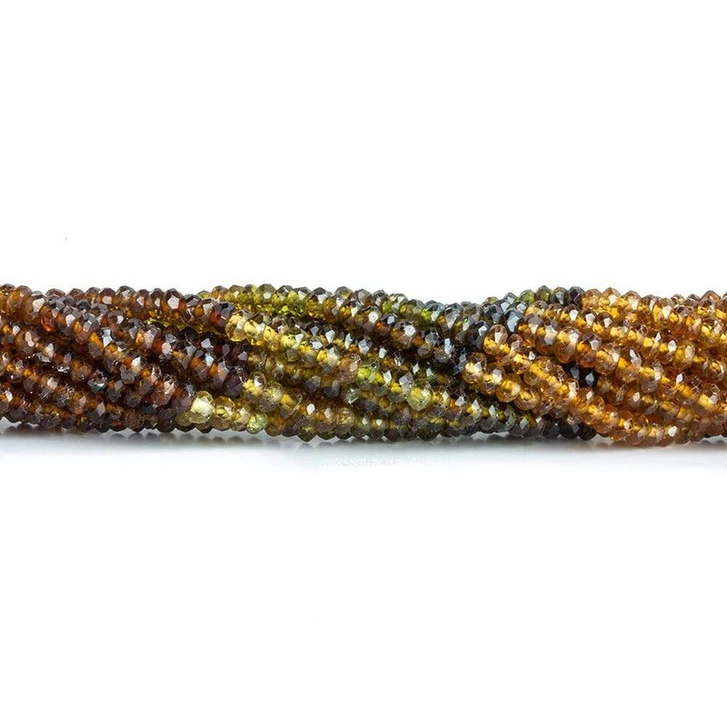 3mm Brown and Green Tourmaline Faceted Rondelle Beads 13 inch 175 pieces (ONLINE ORDER ONLY)
