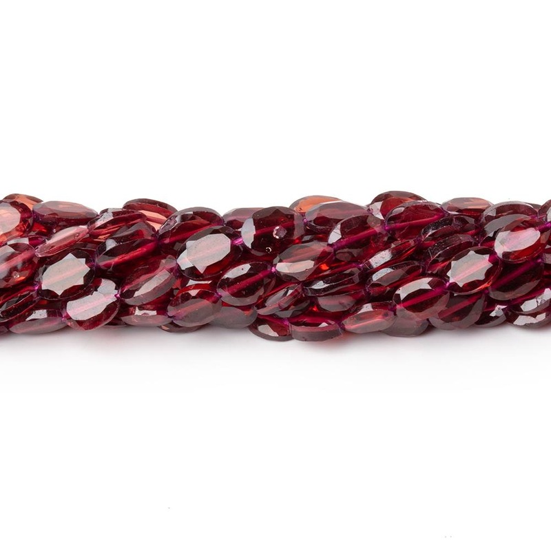 5-6mm Garnet Bevel Faceted Oval Beads 13.5 inch 53 pieces (ONLINE ORDER ONLY)