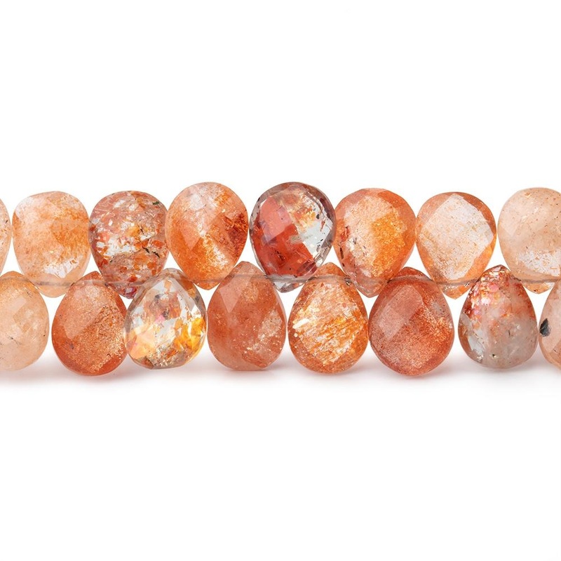 6×4-9x6mm Shaded Sunstone Faceted Pear Beads 7 inch 58 pieces (ONLINE ORDER ONLY)