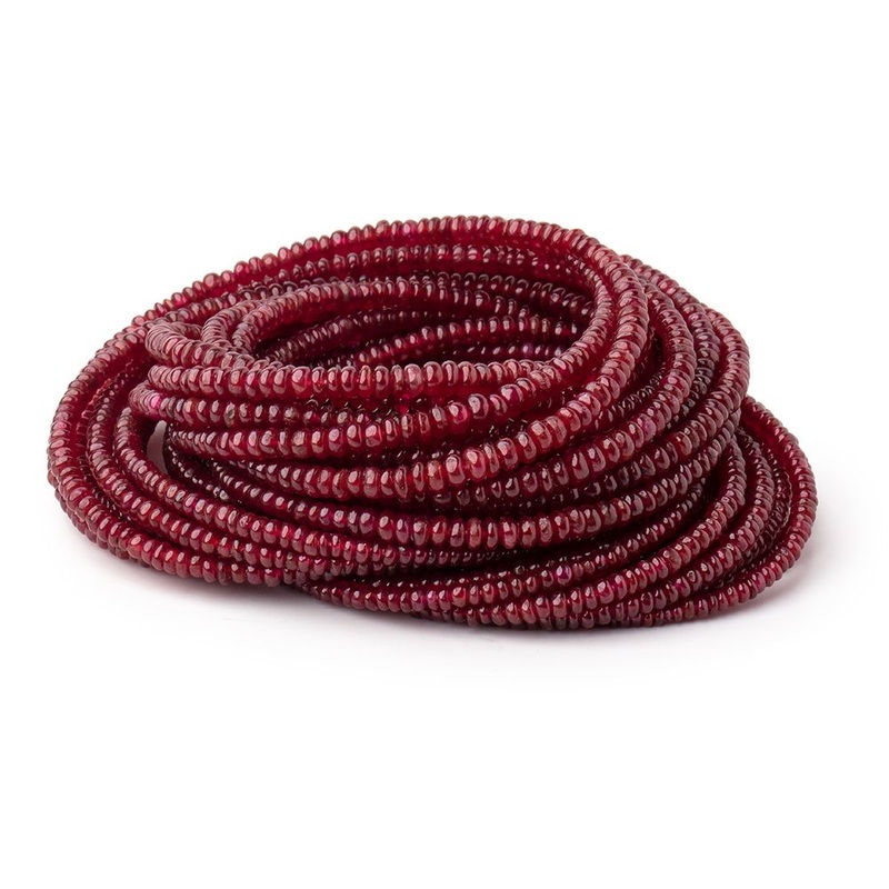 1.5-3mm Natural Ruby Plain Rondelle Beads 17 inch 350 pieces AAA (ONLINE ORDER ONLY)