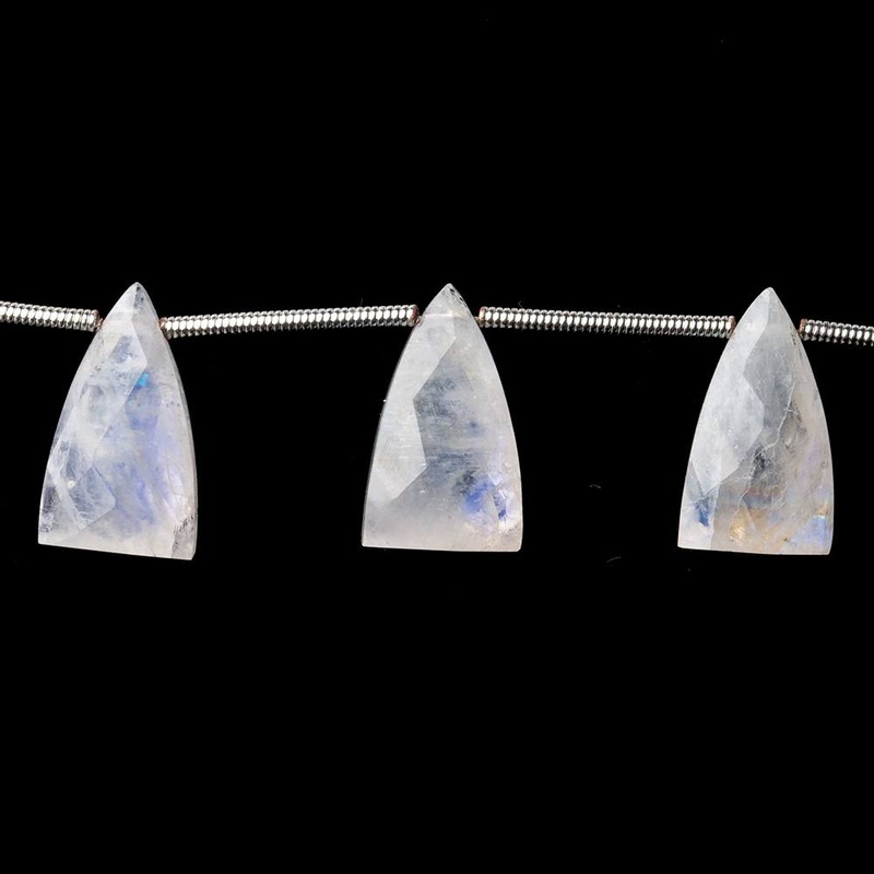 15x9mm Rainbow Moonstone Faceted Triangular Points 6.75 inch 10 Beads (ONLINE ORDER ONLY)