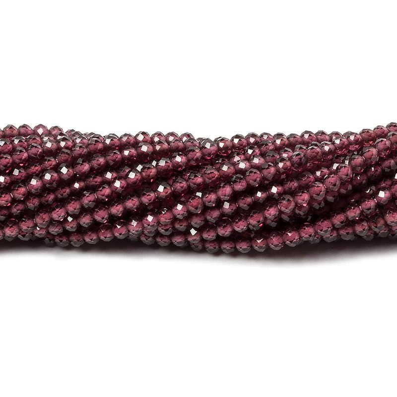 2mm Rhodolite Garnet Micro Faceted rondelle beads 13 inch 180 pcs (ONLINE ORDER ONLY)