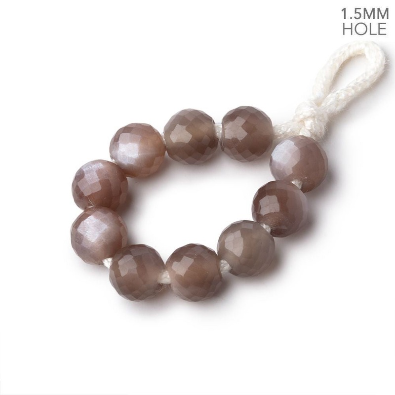 7mm Chocolate Moonstone 1.5mm Large Hole Faceted Rounds Set of 10 (ONLINE ORDER ONLY)