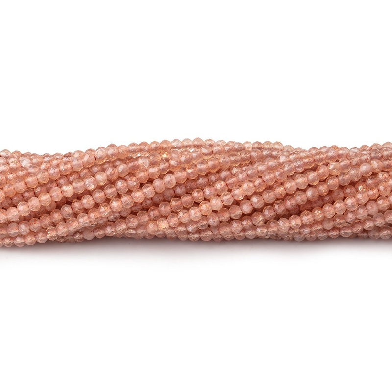 2mm Sunstone micro faceted rondelles 13 inch 200 beads AAA (ONLINE ORDER ONLY)