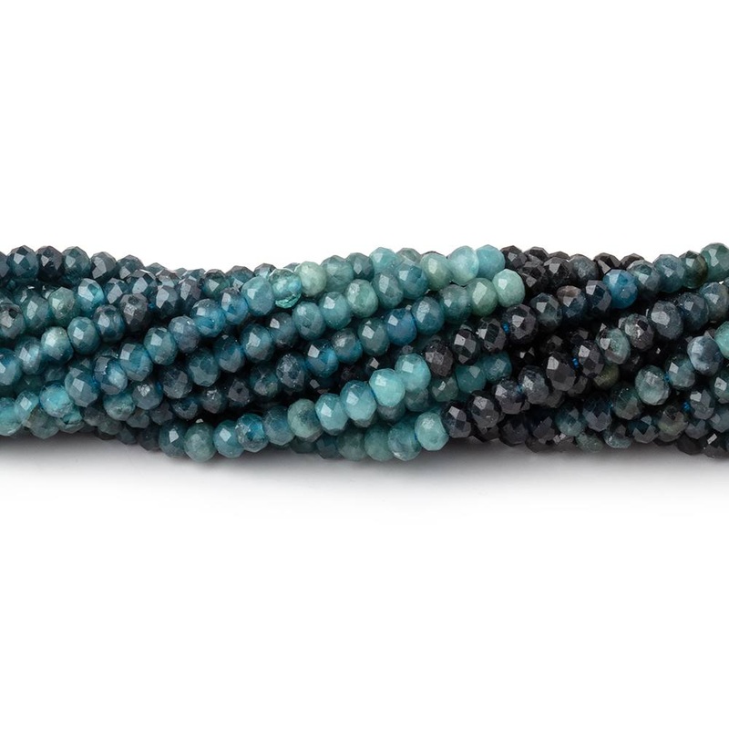 3mm Indicolite Tourmaline Micro Faceted Rondelle Beads 12.25 inch 150 pieces (ONLINE ORDER ONLY)