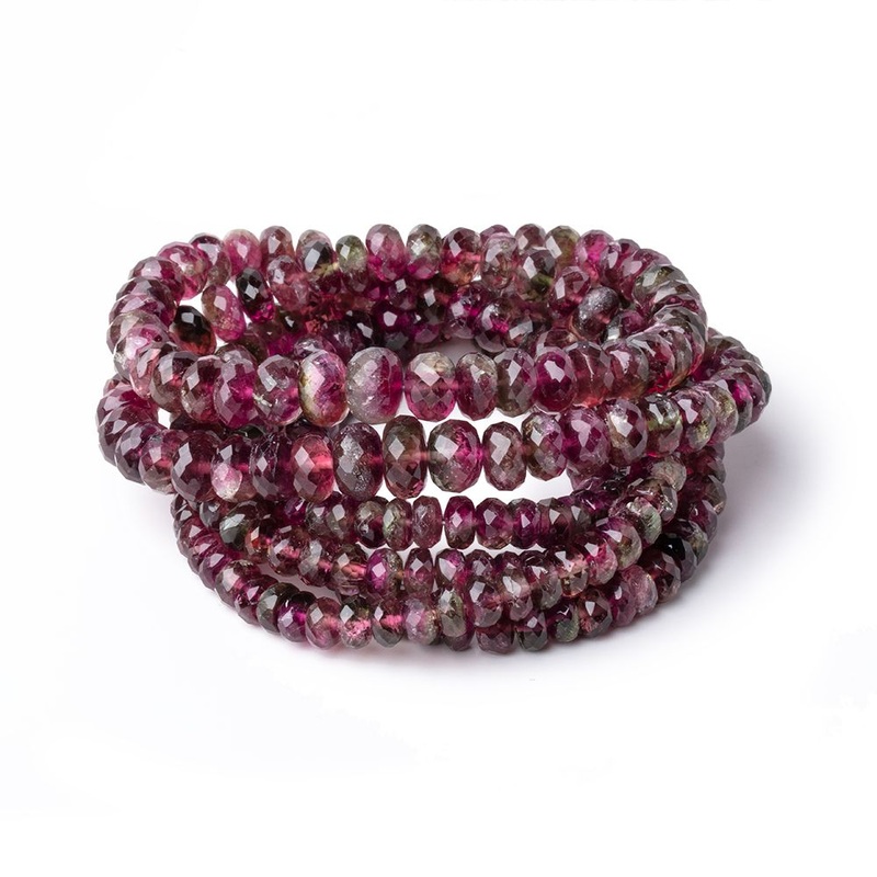 4-7mm Multi Color Rubellite Tourmaline Faceted Rondelles 16 inch 139 Beads AA (ONLINE ORDER ONLY)