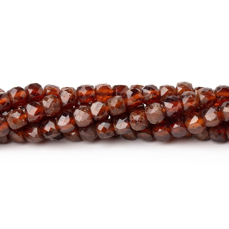 4mm Hessonite Garnet Micro Faceted Cube Beads 12 inch 75 pieces (ONLINE ORDER ONLY)