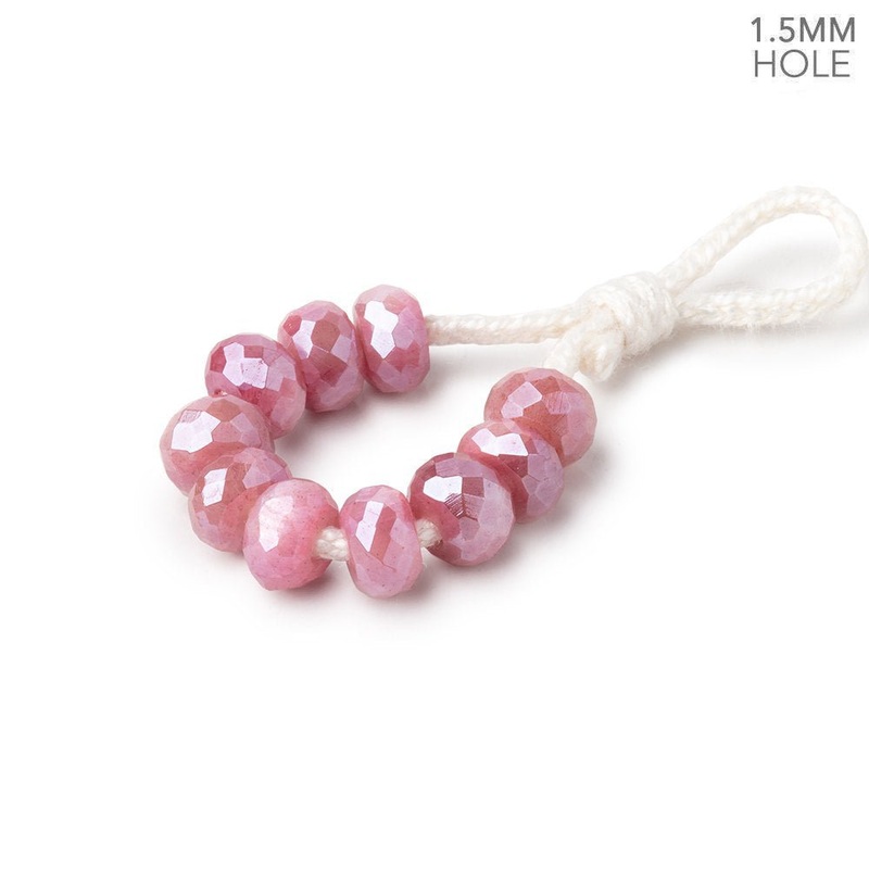 6mm Mystic Fuchsia Moonstone 1.5mm Large Hole Faceted Rondelle Set of 10 (ONLINE ORDER ONLY)
