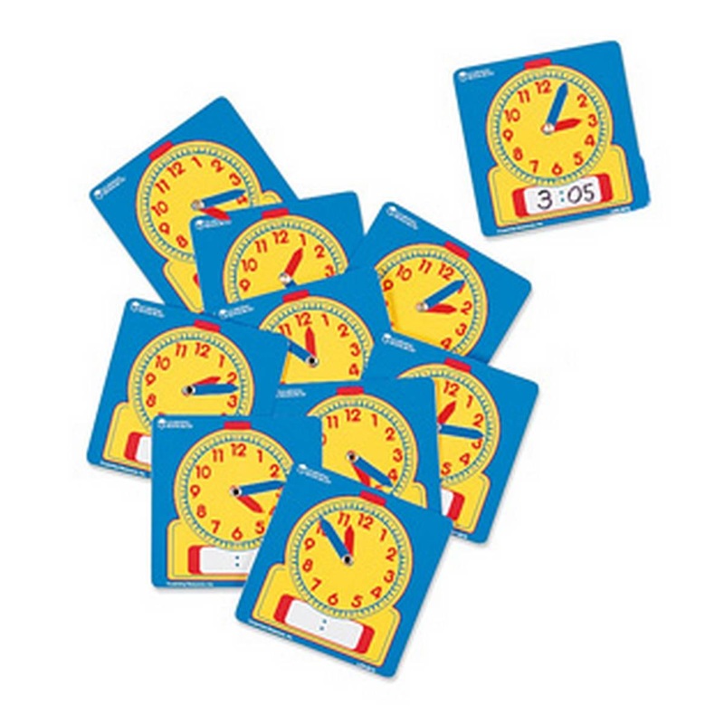 Write-On/Wipe Off Student Clock  Set of 10