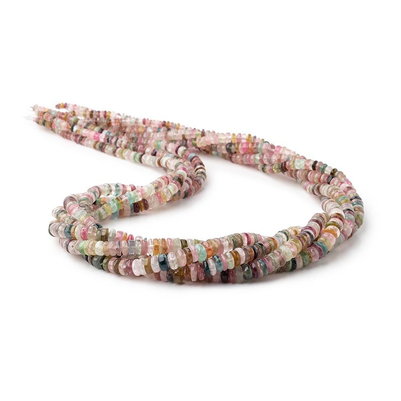 3-6mm Multi Color Tourmaline Plain Heishi Beads 18 inch 240 pieces (ONLINE ORDER ONLY)