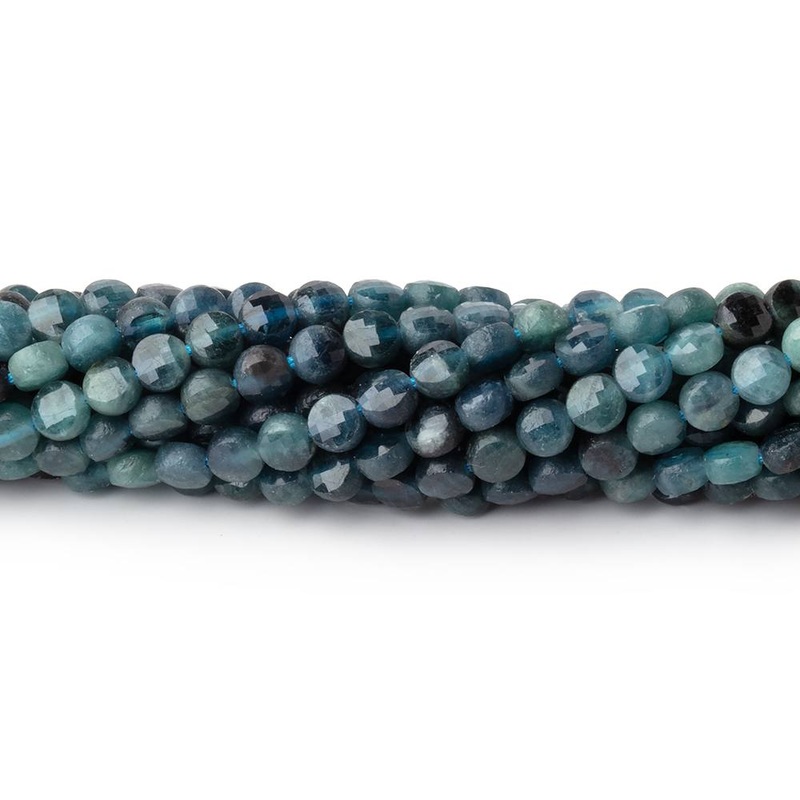 4mm Indicolite Tourmaline Checkerboard Faceted Calibrated Coins 12.25 inch 82 Beads (ONLINE ORDER ONLY)