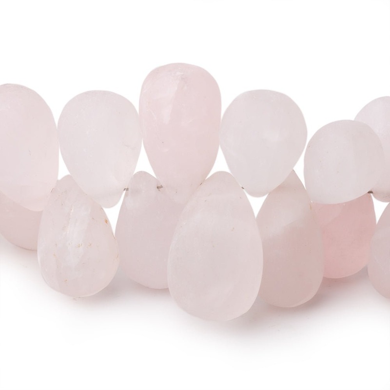 7×6-20x12mm Matte Rose Quartz Plain Tear Drops 8 inch 55 Beads (ONLINE ORDER ONLY)