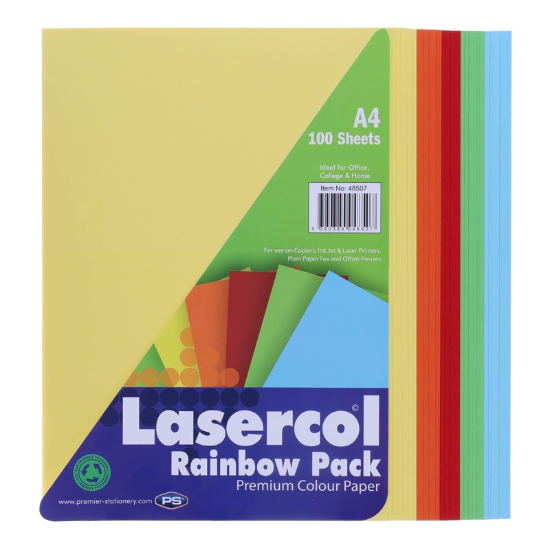 A4 Activity Paper Assorted Colours (Pack of 100 sheets)