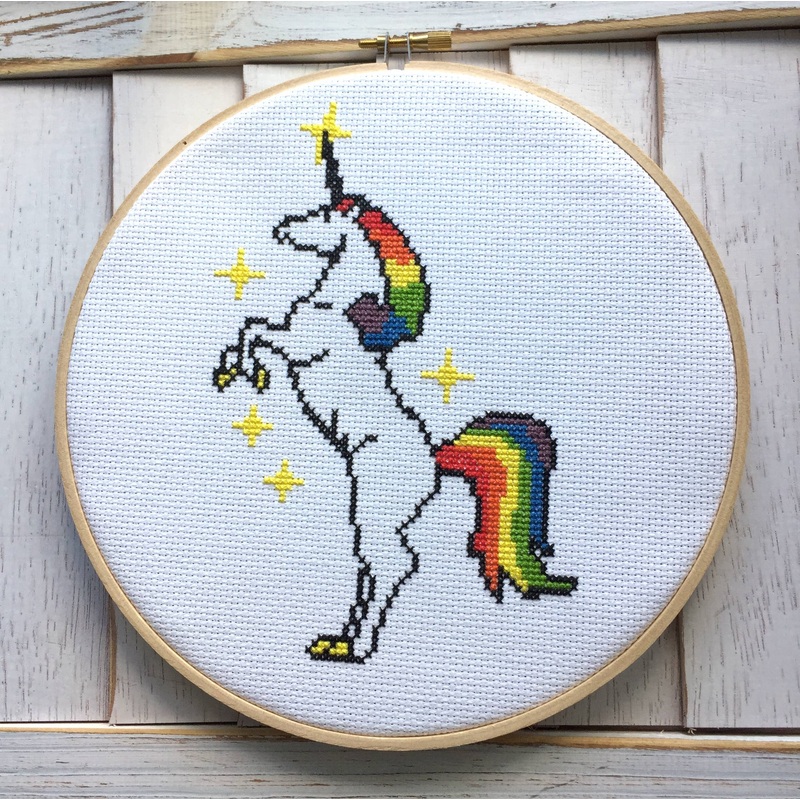 Rainbow Unicorn Cross Stitch Kit  Magical 7 Hoop Design (ONLINE ORDER ONLY)