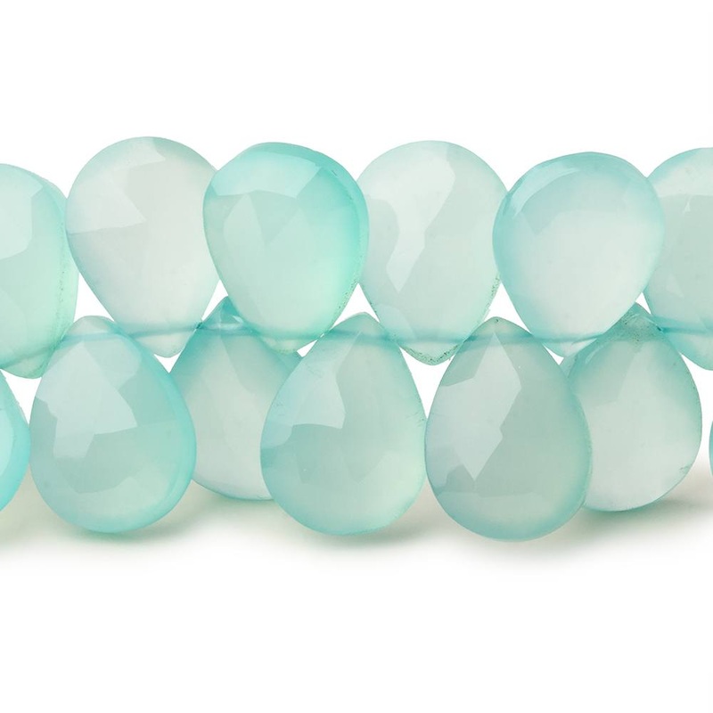 12x9mm Seafoam Blue Chalcedony faceted pears 8 inch 45 beads (ONLINE ORDER ONLY)