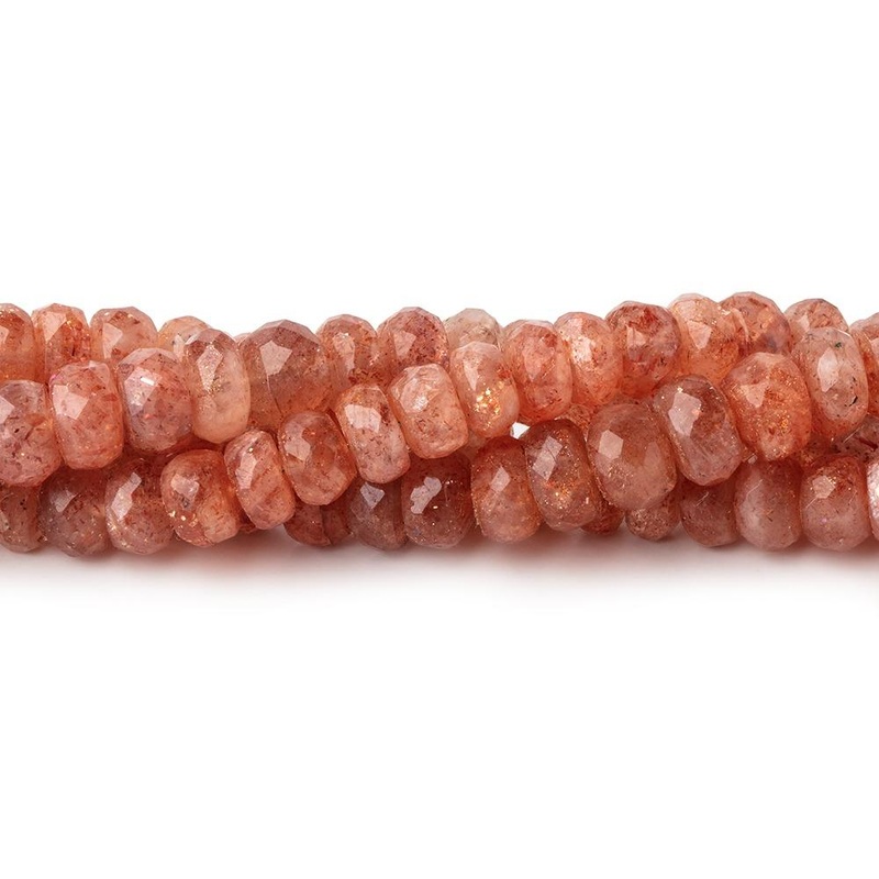 4.5-5.5mm Sunstone Faceted Rondelle Beads 8 inch 62 pieces (ONLINE ORDER ONLY)