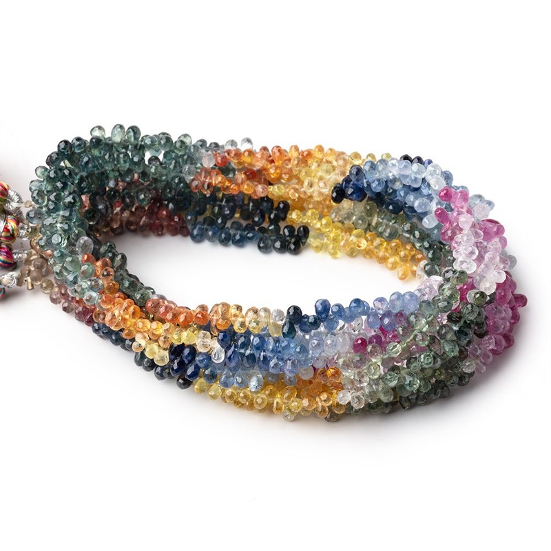 4×2.5-5x3mm Fancy Sapphire & Ruby Faceted Tear Drops 16 inch 272 beads AA (ONLINE ORDER ONLY)