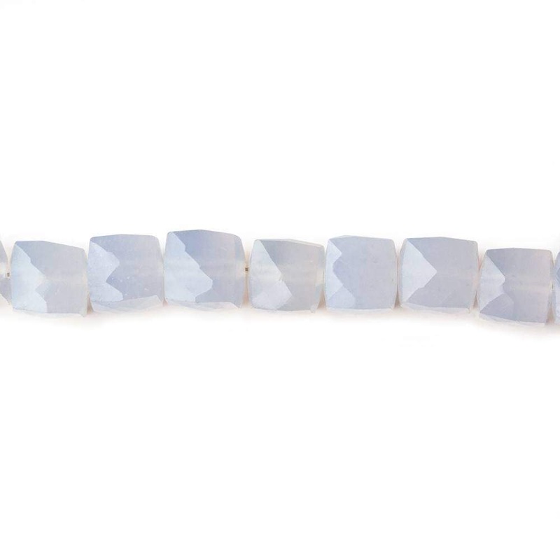 6x6mm Turkish Blue Chalcedony faceted cubes 8 inch 35 beads AA (ONLINE ORDER ONLY)