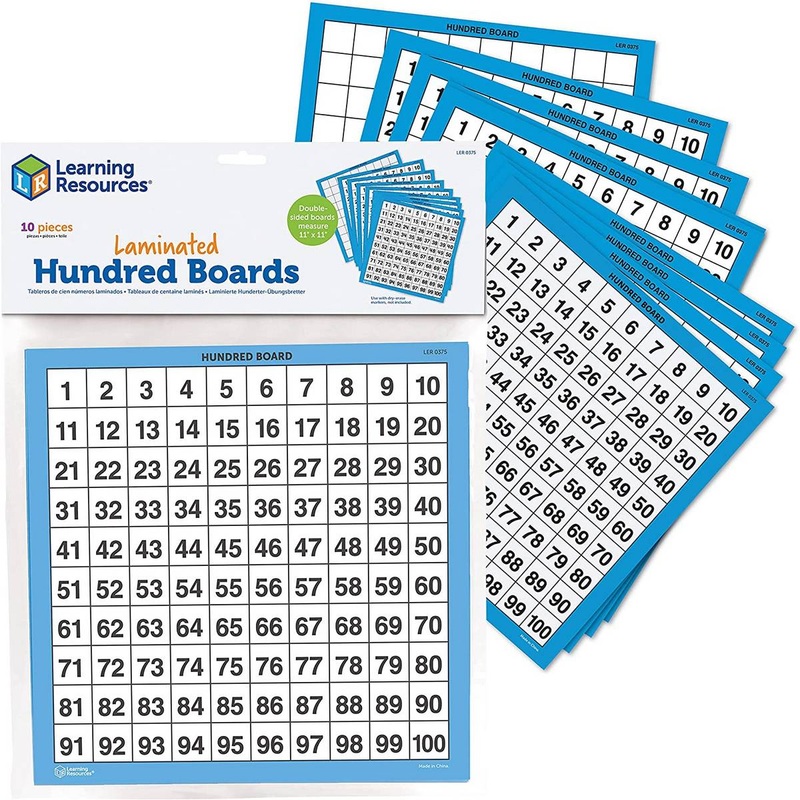 Laminated Hundreds Boards Set of 10