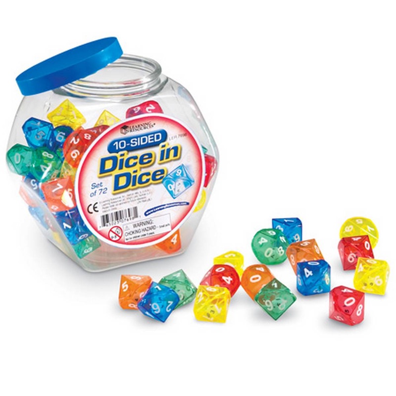Learning Resources 10-Sided Dice in Dice  Set of 72