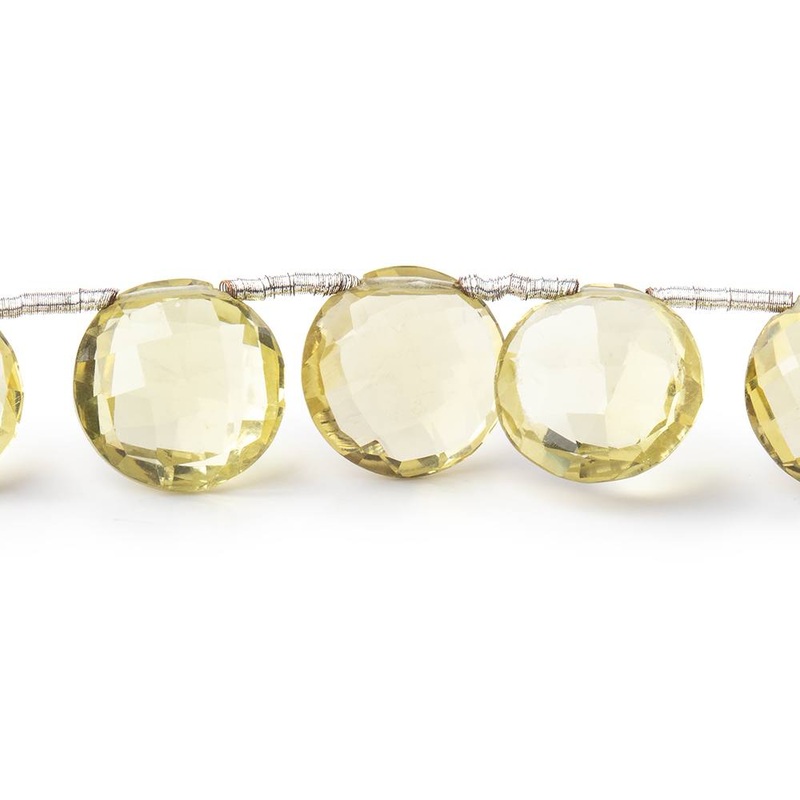 10mm Lemon Quartz Top Drilled Faceted Coin Beads 7 inch 15 pieces (ONLINE ORDER ONLY)