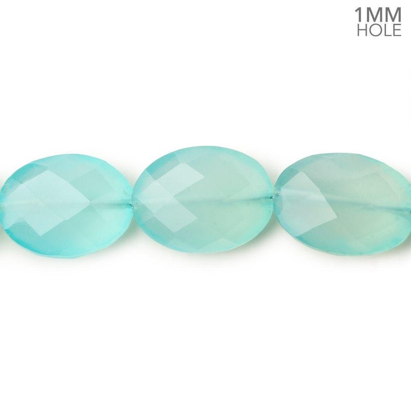 14x11mm Seafoam Blue Chalcedony straight drilled faceted ovals 8 inch 13pcs (ONLINE ORDER ONLY)