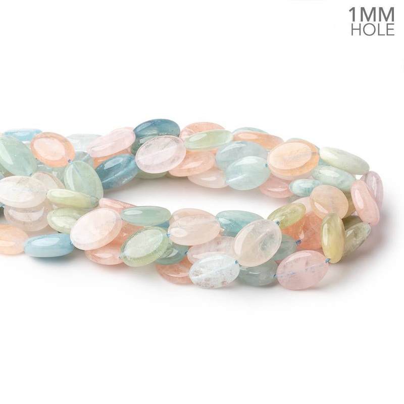 18x13mm Multi Color Beryl Plain Oval 15.5 inch 23 Beads 1mm Drill Hole (ONLINE ORDER ONLY)