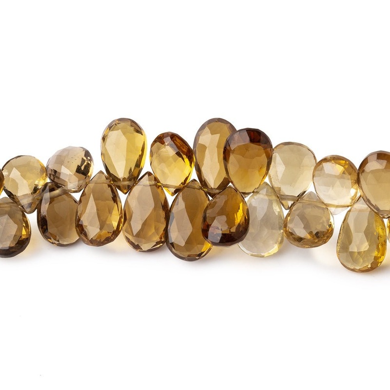 7.5×5.5-10x6mm Shaded Whiskey Quartz Faceted Pear Beads 8 inch 66 pieces AA (ONLINE ORDER ONLY)