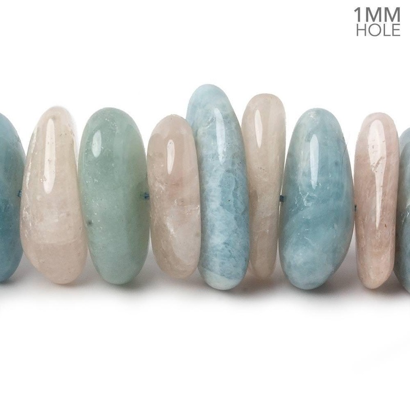 19×12-24x17mm Multi Beryl center drilled elongated plain nuggets 16 inch 64 large hole beads AA (ONLINE ORDER ONLY)