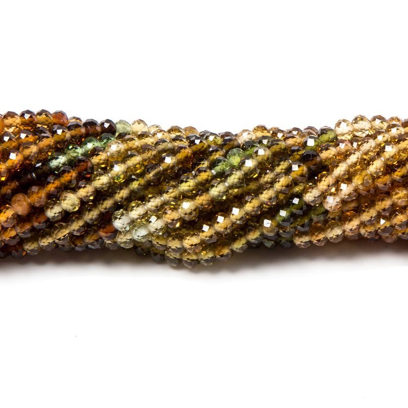 2.8mm Multi Color Tourmaline Micro Faceted Rondelle Beads 15 inch 170 pcs (ONLINE ORDER ONLY)