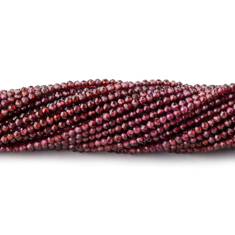 2mm Garnet Micro Faceted Rondelle Beads 13 inch 188 pieces (ONLINE ORDER ONLY)