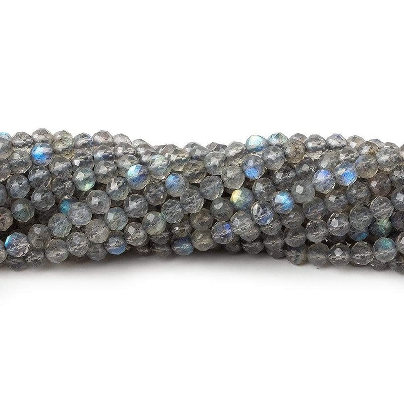 3.8mm Labradorite Beads Micro Faceted Round 13 inch 95 pieces (ONLINE ORDER ONLY)