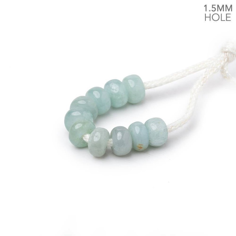 6mm Milky Aquamarine 1.5mm Large Hole Plain Rondelle Set of 10 (ONLINE ORDER ONLY)