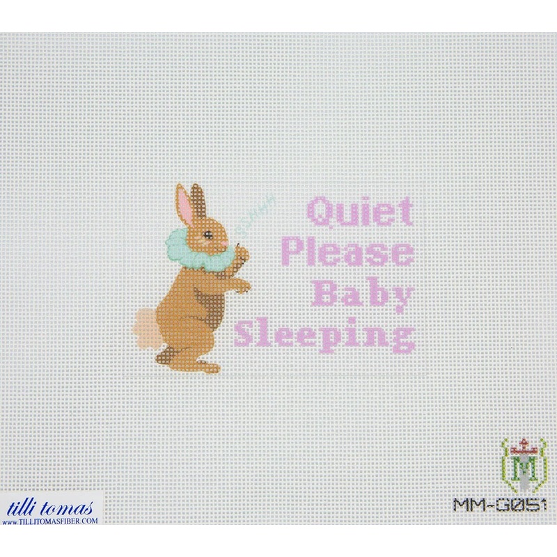 Baby Sleeping Bunny Needlepoint Canvas  4.25×2.75, 18 Mesh by Misty Morrow (ONLINE ORDER ONLY)
