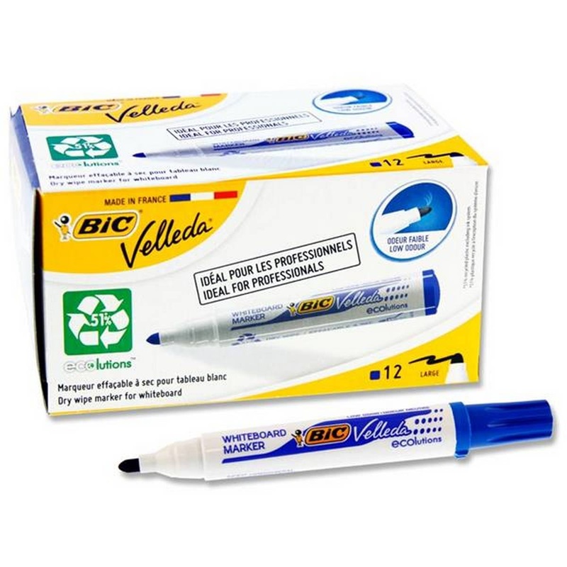 Bic Velleda 1701 Bullet Tip Whiteboard Marker Pack of 12  Blue