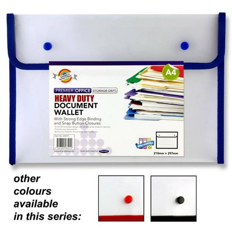 Premier Office A4 Heavy Duty Button Document Wallet