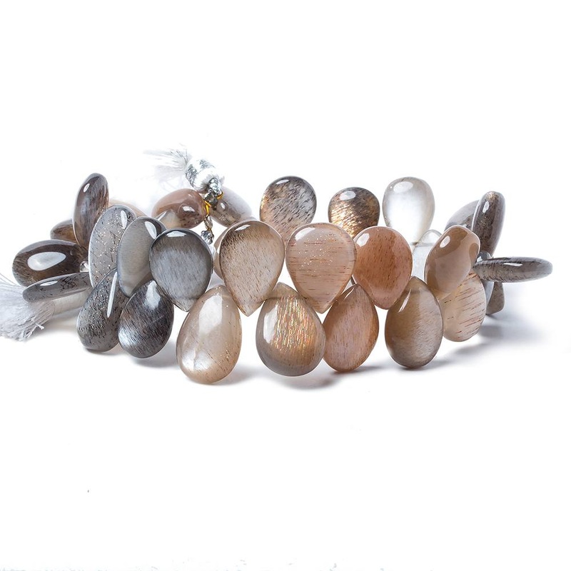 12×8-14x9mm Sunstone & Moonstone plain pear beads 8 inch 37 pieces (ONLINE ORDER ONLY)