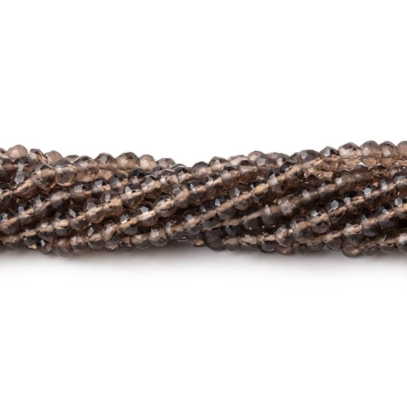 4mm Smoky Quartz Faceted Rondelle Beads 12.5 inch 108 pieces (ONLINE ORDER ONLY)