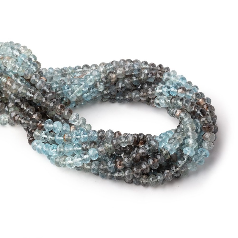 6.5mm Copper Moss Aquamarine Faceted Rondelle Beads 14 inch 78 pieces AAA (ONLINE ORDER ONLY)