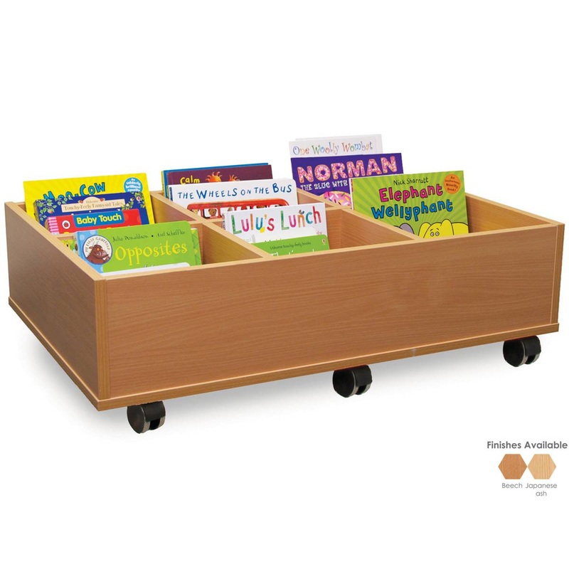 6 Bay Mobile Kinderbox Book Storage Unit with Wheels