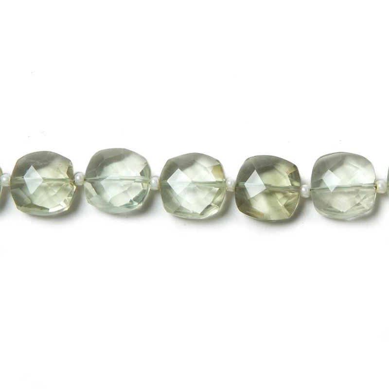 8-9mm Prasiolite faceted pillow beads 14 inch 34 pieces (ONLINE ORDER ONLY)