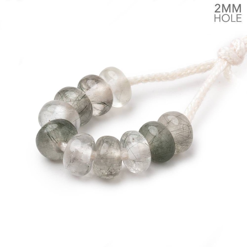 8mm Tourmalinated Quartz 2mm Large Hole Plain Rondelle Set of 10 (ONLINE ORDER ONLY)